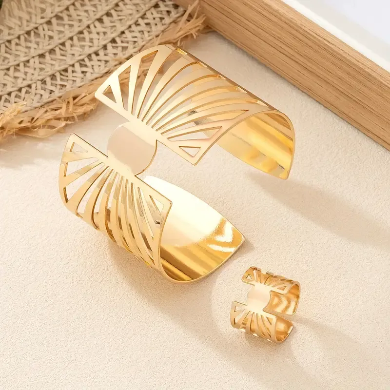 Open Cuff Bracelet and Ring Set