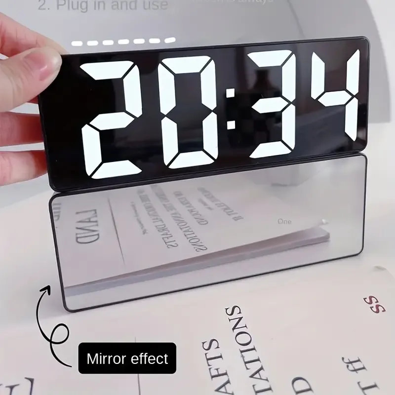 🔥🔥Hot Sale Promotion -1pc Latest Digital Clock, LED Alarm Clock For Bedroom, Electronic Desktop Clock With Temperature Display, Adjustable Brightness, 24 Hours, Hour Clock For Bedroom (No Battery And Adapter)