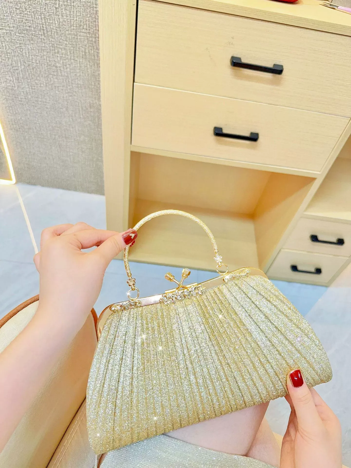 Clutch bag diamond-studded shoulder crossbody evening bag tassel diamond small bag
