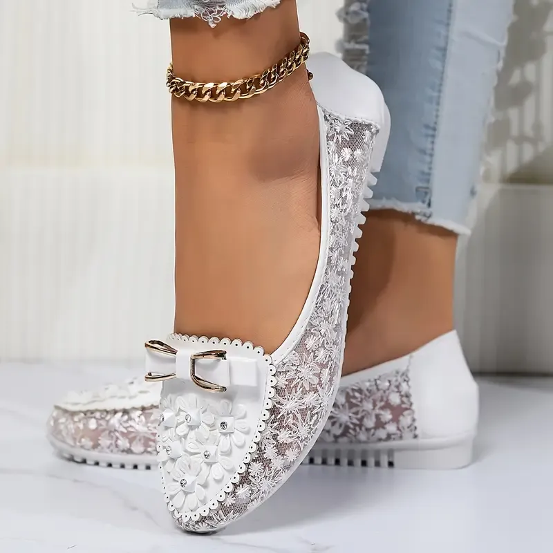 Stylish Floral Mesh Women's Flats