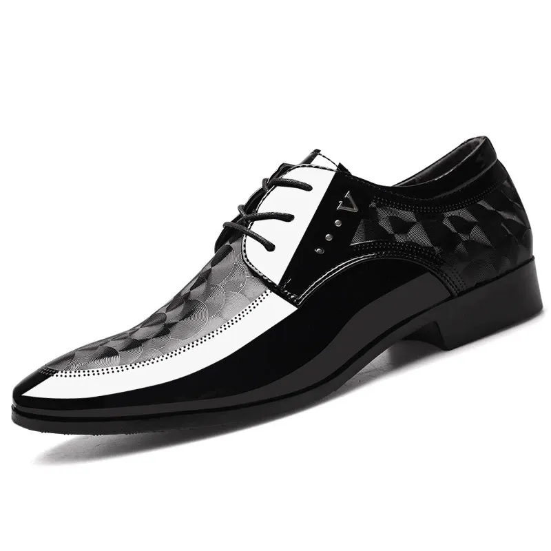 Spring new shiny business formal leather shoes for men