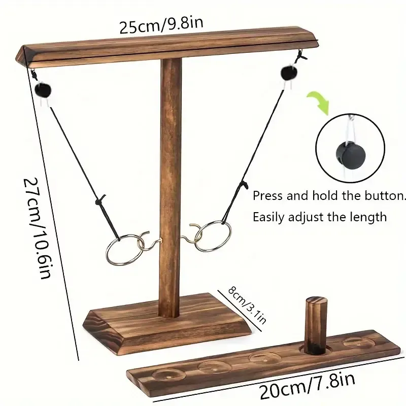 Wooden Hook And Toss Ring Game