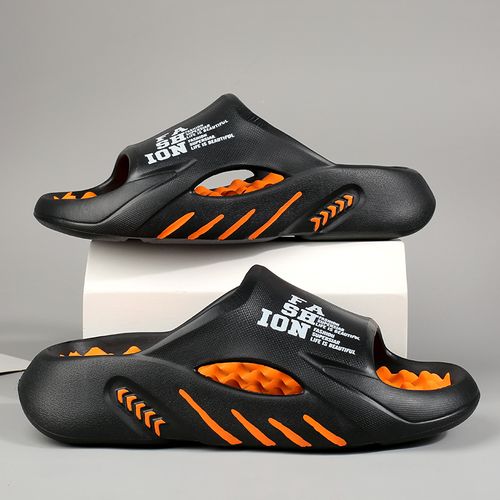 Men's Fashion Slides with Massage Sole - Color Block, Non-Slip EVA Open Toe Sandals for Indoor Outdoor Use, Comfortable Thick Sole Beach & Streetwear