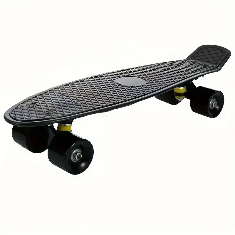 22.5-Inch Mini Cruiser Skateboard with Aluminum Trucks - Plastic Deck, Suitable for 14+ Experts, Beginner-Friendly Fish Board, Compact Penny Board Style, Non-Electric, Wireless Free, Advanced Skating Skill Board