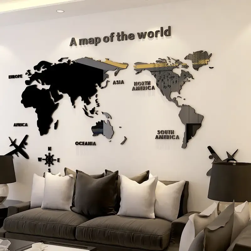 3D Acrylic Mirror World Map