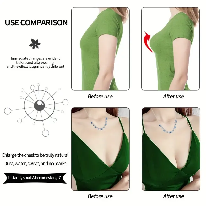 Silicone Thickened Breast Pad Invisible Insert Patch Bikini Strap Invisible Built-in Breast Pad Lingerie Enlargement Reusable Soft Breast Pad, Women's Lingerie and Lingerie Accessories