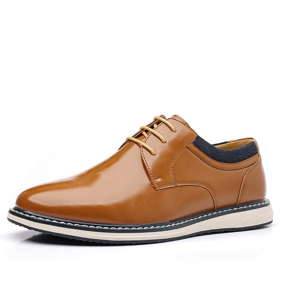 Large size men's leather shoes new style lace-up soft sole men's shoes fashionable business casual shoes