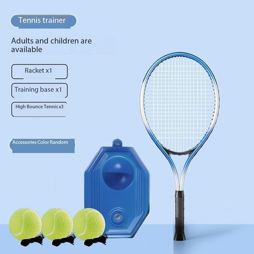 1-Set Tennis Racket Bundle - Rebound Trainer for Solo Players, Includes Tennis Base and Ball, Perfect for Beginners and Intermediate Players