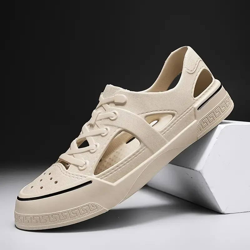 Solid Color EVA Clogs, Lightweight Slip On Casual Water Hollow Out Shoes, Non-slip Casual Beach Shoes