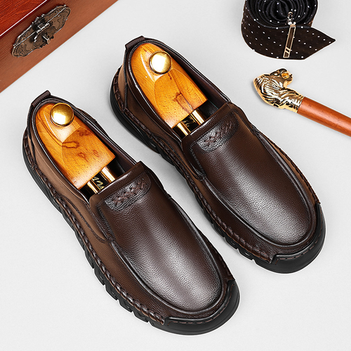 2025 new top-grain cowhide breathable soft-soled casual leather shoes