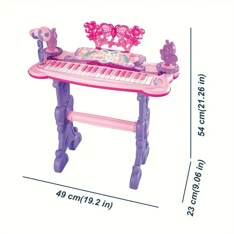 Pink Electronic Keyboard Toy For Girls With Stand