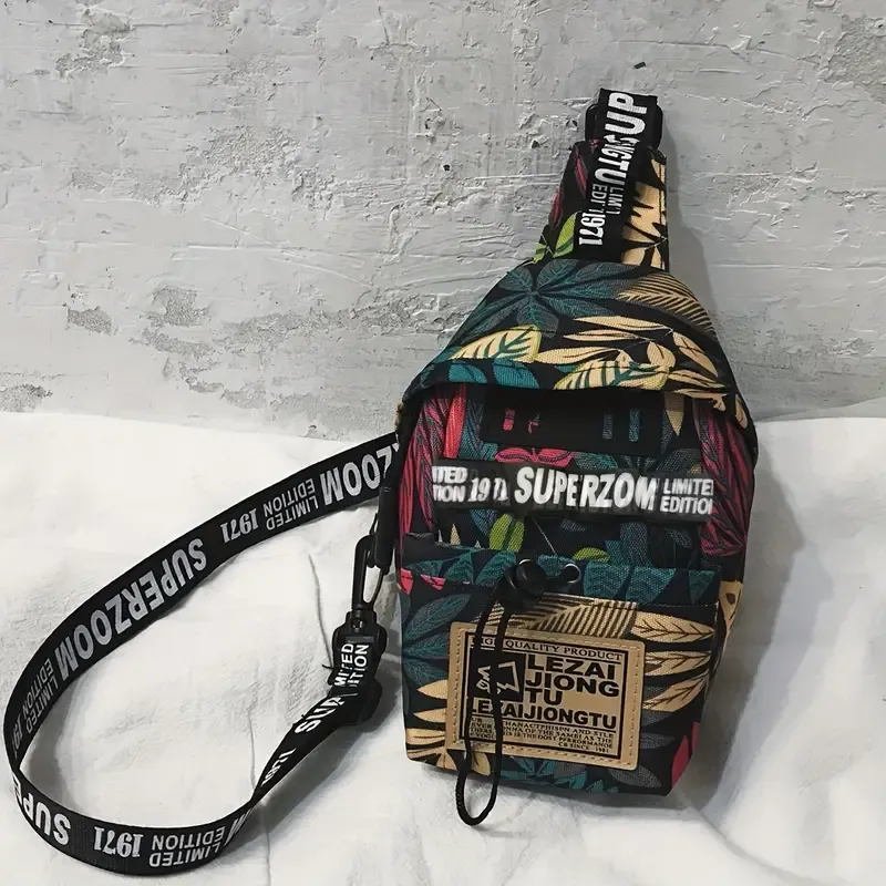 1pc Men's Mini Letter Sling Bag, Fanny Pack, Travel Work Sport Holiday Lightweight Anti Theft Bag, With Adjustable Strap Polyester Trendy Bag, Christmas Thanskgiving Gifts For Men