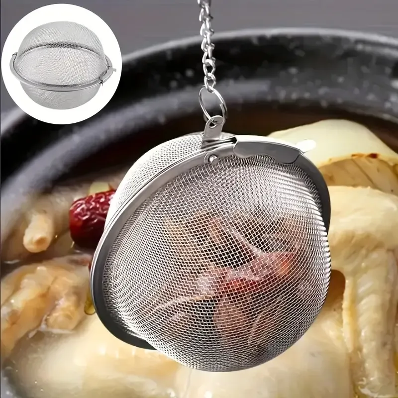 5 pcs 304 Stainless Steel Seasoning Ball Bag For Household Tea Brewing, Filter Screen, Large Seasoning, Fragrant Marinade, Soup, Stewed Meat, Seasoning Ball Box