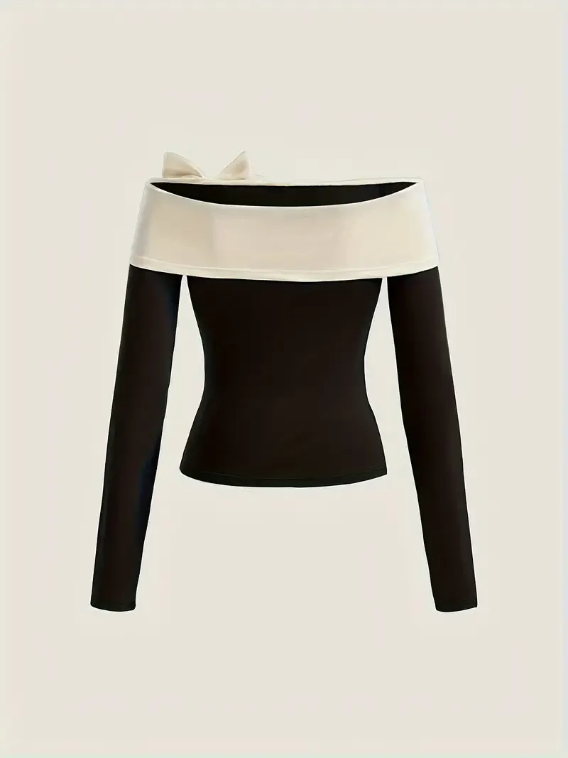 Bow Decor Off-Shoulder Top