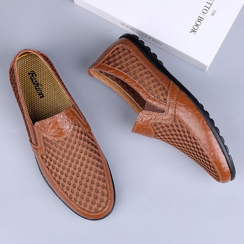 Mesh breathable leather shoes