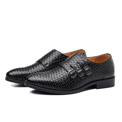 Men's three-buckle monk shoes
