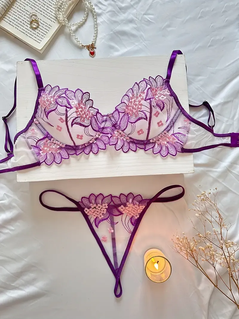 Romantic Floral Lace Lingerie Set