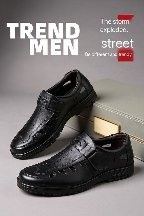 Leather shoes, business casual formal wear, single shoes with soft soles, summer men's sandals, beach shoes