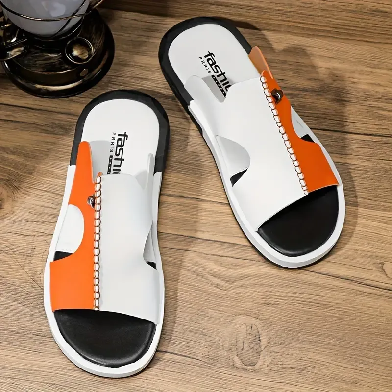 Vibrant Block Color Stitched Casual Slides