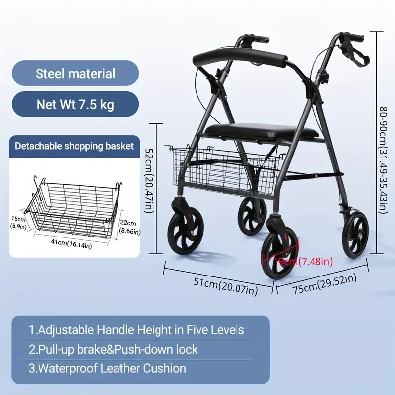 Cofoe Deluxe Adjustable Rolling Walker with Seat