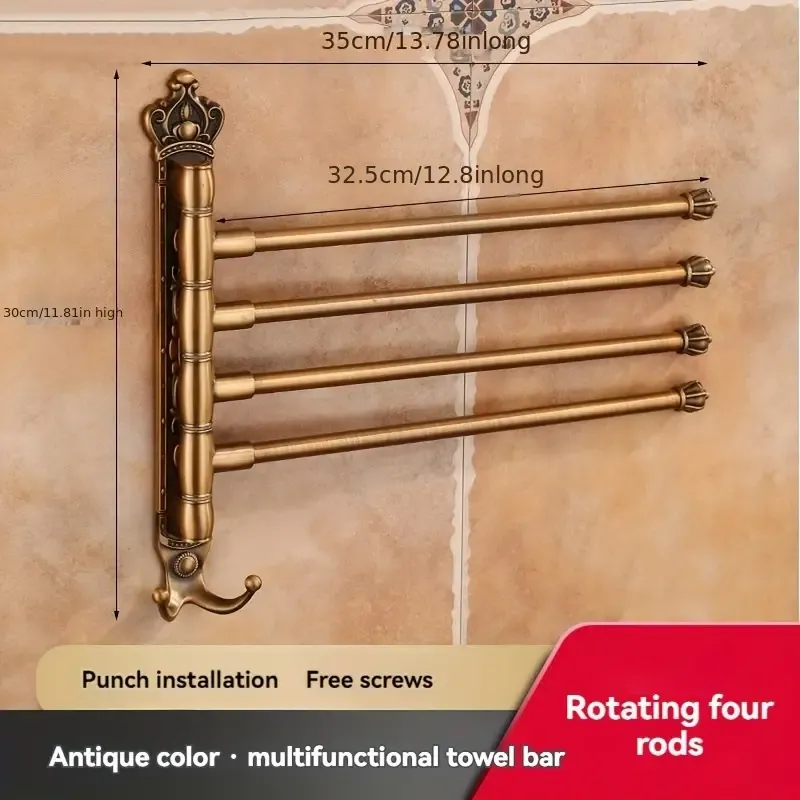 Vintage-Inspired Aluminum Towel Bar - Foldable, Rotating Design for Easy Storage  Organization in Bathroom, Christmas Halloween Gift Decoration