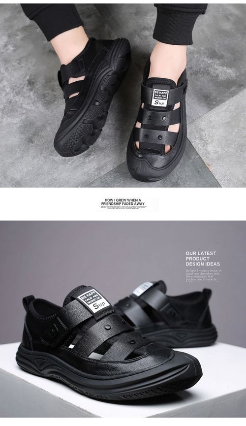 Summer Men's Casual Closed-Toe Sandals PU Manufacturer Wholesale Breathable Perforated Beach Shoes Cropped Shoes for Men