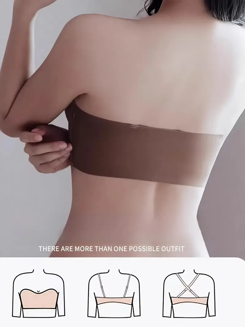 Women's Strapless Bra With Anti-slip Design To Prevent Slipping, Push Up Small Chest, Invisible Chest Pad To Prevent Exposure, Beautiful Back With Front Buckle Bra