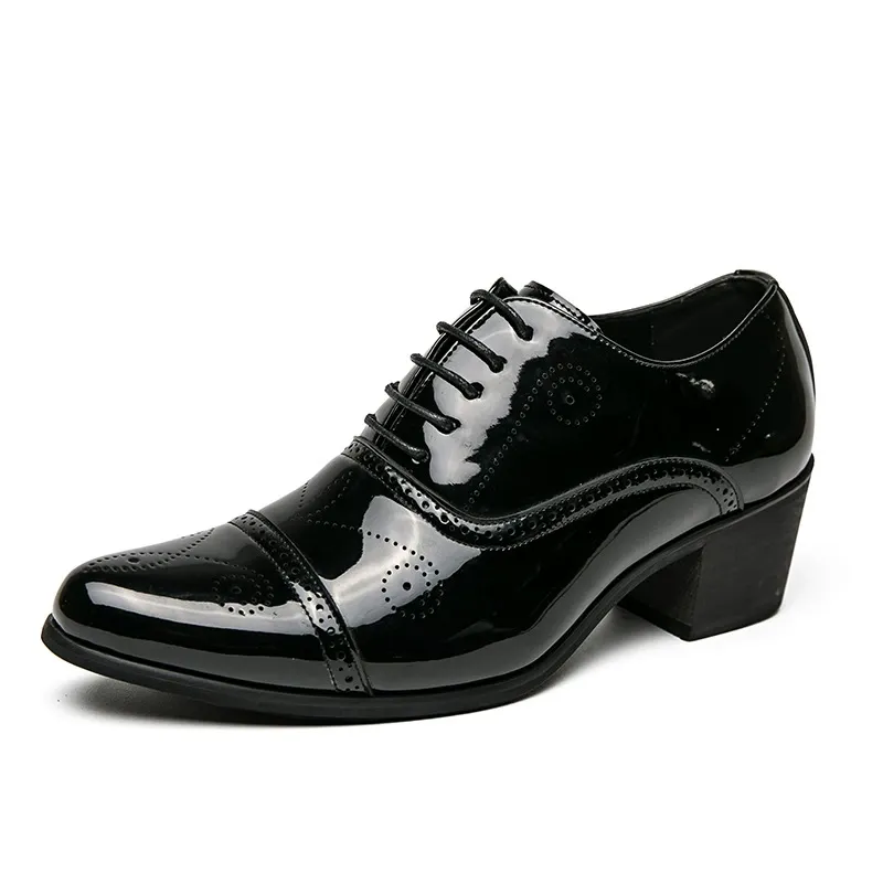 Pointed-toe high-heeled men's shoes British-style hairstylist's polished leather shoes Casual business formal footwear