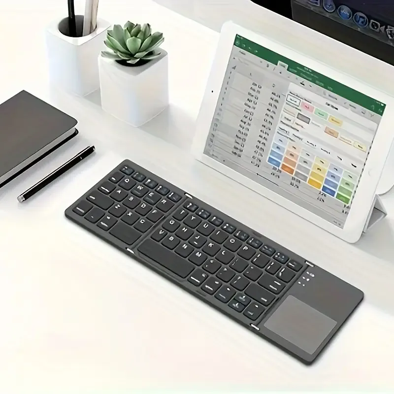B033 Wireless Three Fold Keyboard For Computer Office Mute Ultra-thin Portable Keyboard Three System With Touchpad, Very Suitable For Android IOS Windows Mac And Other Systems