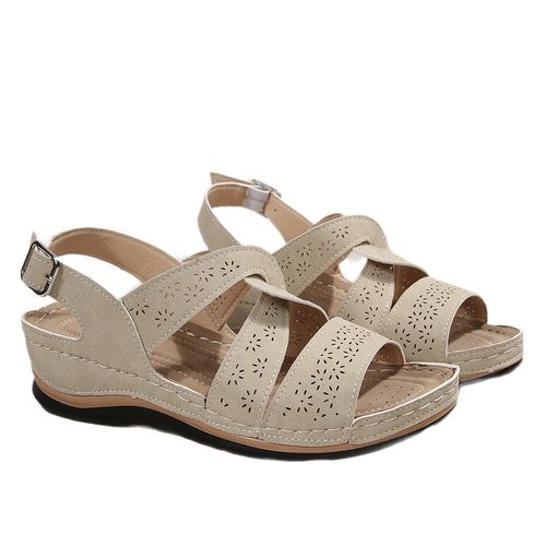 Summer new fashion fish mouth buckle wedge