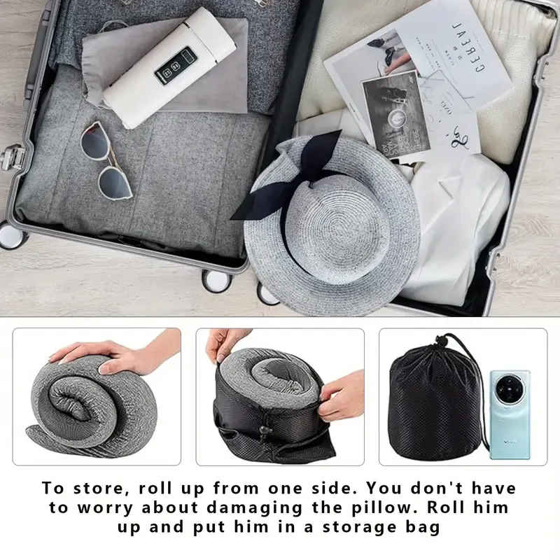 1pc Neck Pillow - Neck Pillow, Wander Plus Travel Pillow, Wander Plus Travel Neck Pillow, Travel Pillow, Memory Foam Neck Pillow For Traveling, For Airplanes, Car, Office, Sleeping Upright