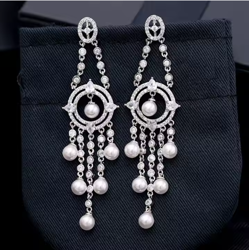 Roche OEM Orecchini Wedding Pearl Tassel Statement Earrings