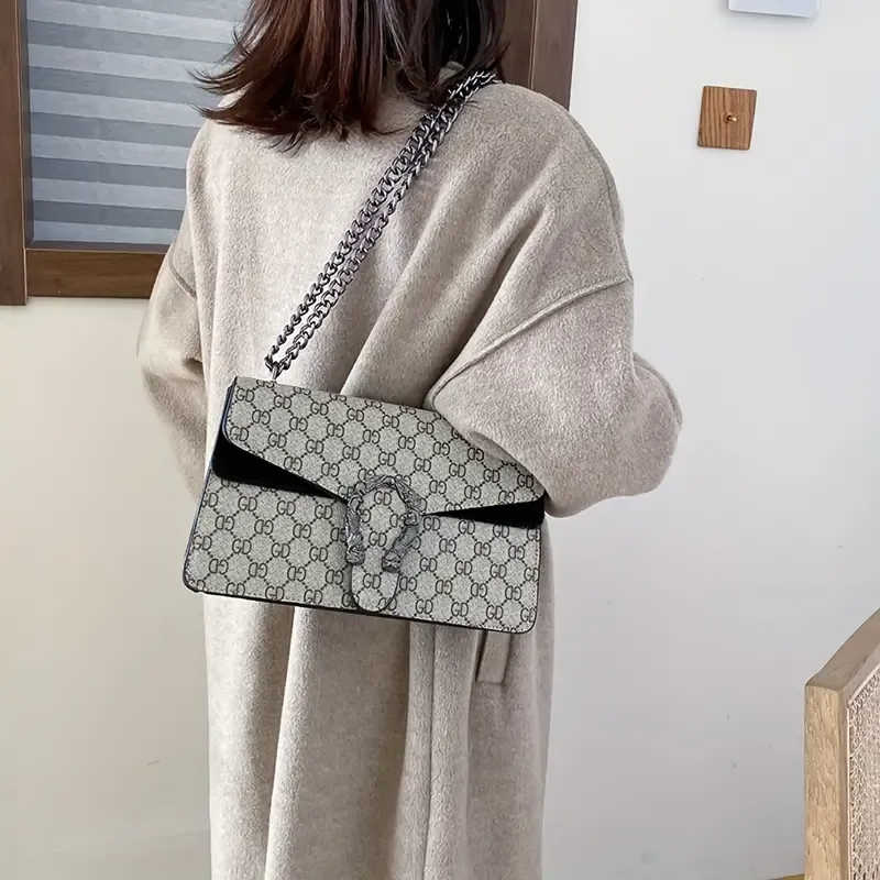 Classic PU Leather Shoulder Bag, Retro Versatile Chain Crossbody Bag, Luxury Flap Purse For Women