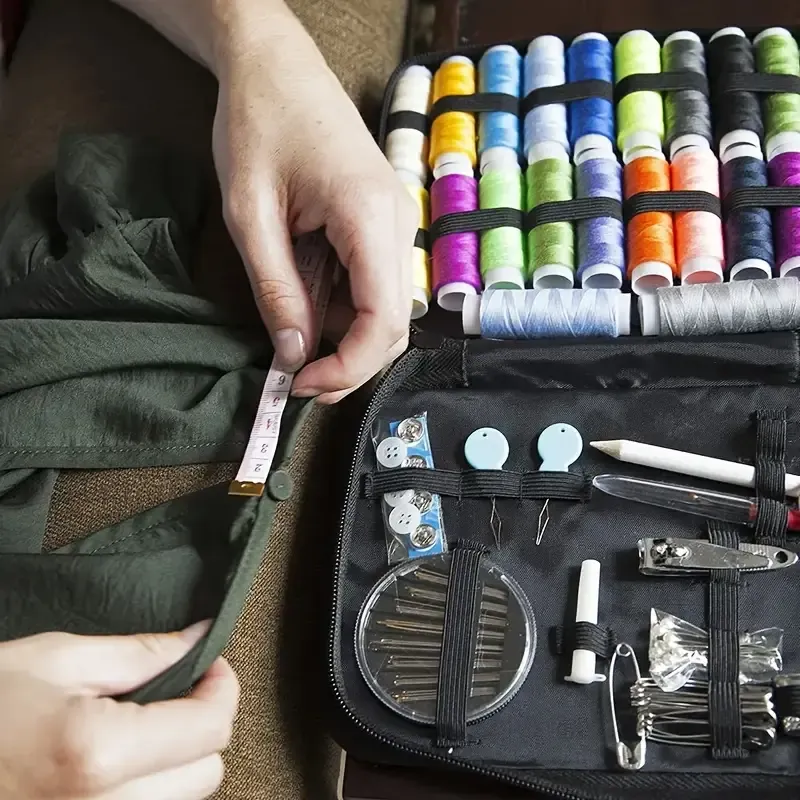 Complete 98pcs Sewing Kit with 24 Assorted Thread Colors, Needles & Accessories - Compact Travel Mini Repair Set for Emergencies