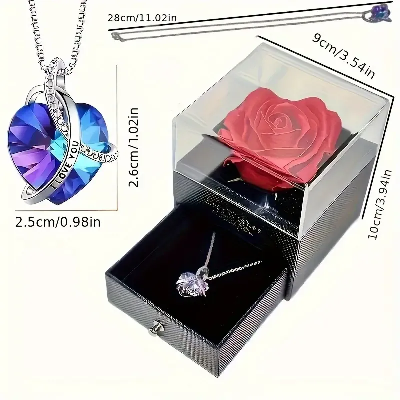 Eternal Love: Red Rose Heart Necklace