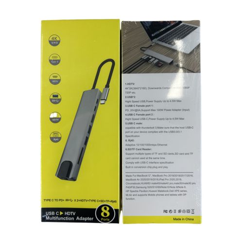 8-in-1 USB-C Hub - 4K HDTV Adapter