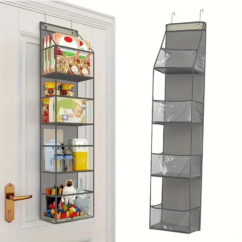 🔥🔥Hot Sale Promotion -4-Compartment Over-the-Door Organizer - Multifunctional Wall-Mounted Storage Bag with Pockets for Bedroom, Bathroom, Home & Dorm Organization, Utility Hooks