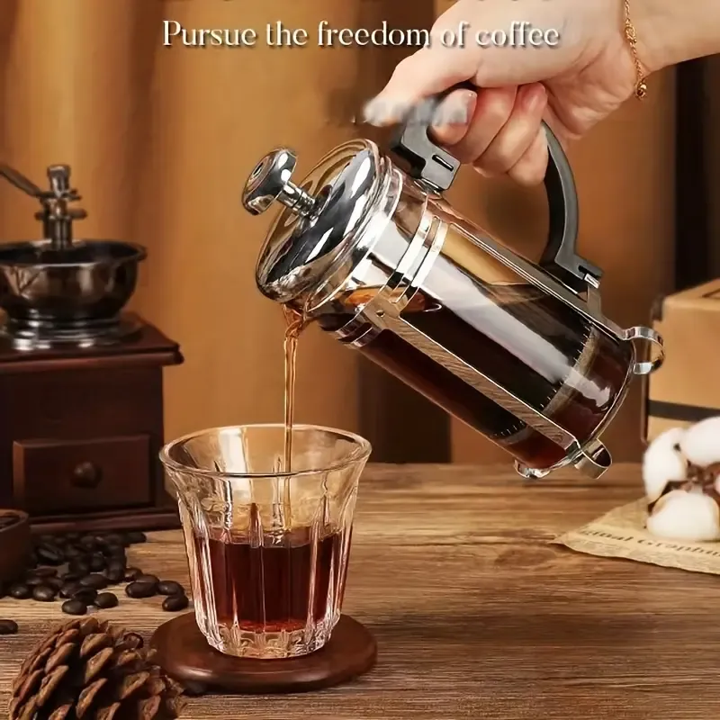 1Set Wooden Classic Vintage Mini Manual Bean Grinder Press Pot Set Kitchen Coffee Utensils Home Handheld Coffee Bean Grinder Gift Box Set Of Boutique Products