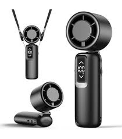 Semiconductor cooling handheld fan high-speed violent fan folding neck hanging turbine ice compress small handheld fan