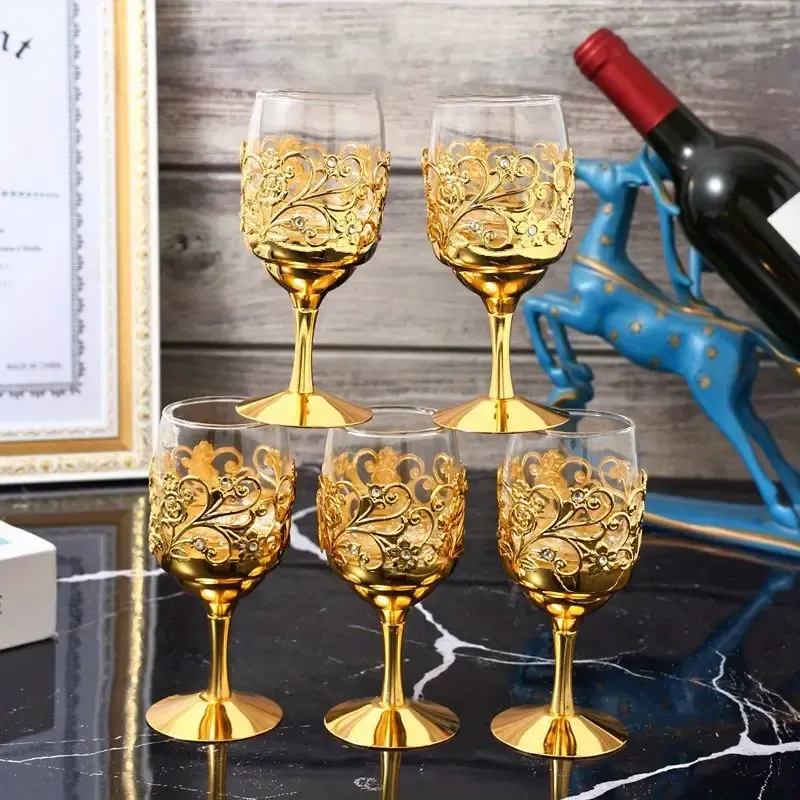 Elegant Art Glass Wine Cups - Sustainable Metal & Iron, Reusable, Handwash Only, Perfect For Weddings & Special Occasions
