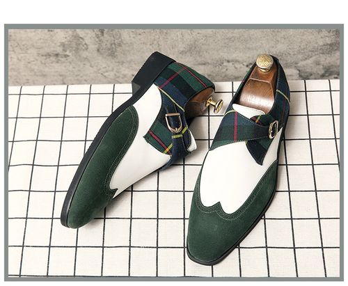 Men's large-sized formal wear with fashionable patchwork business leather shoes