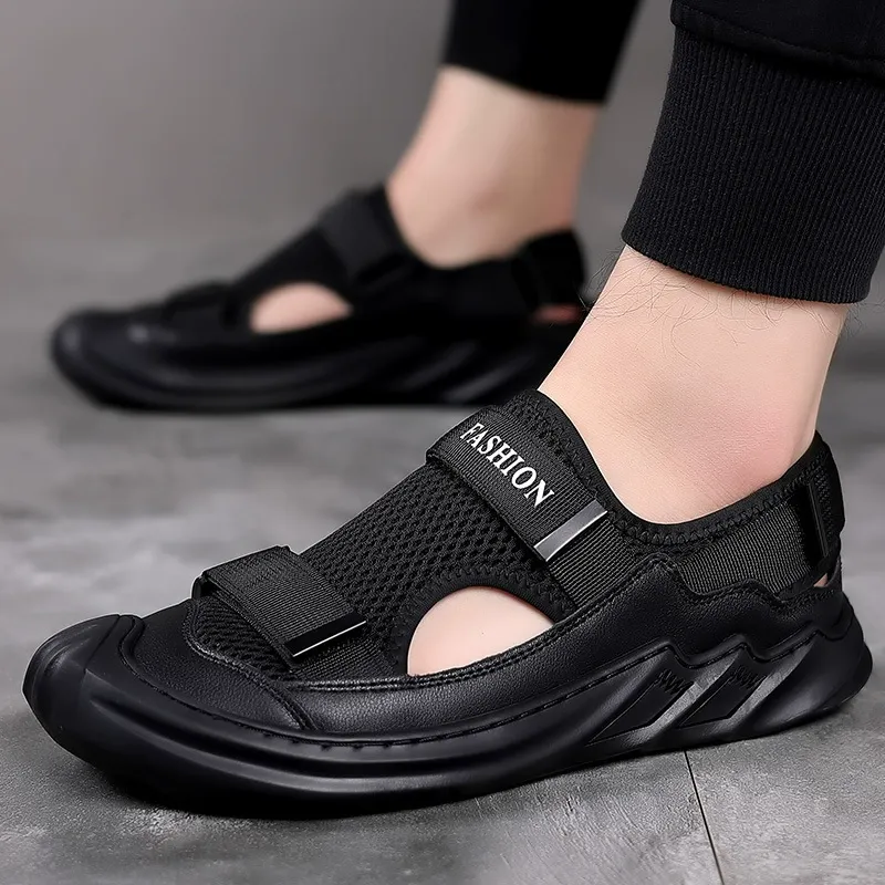 Soft-soled 2025 summer new Roman shoes, beach shoes with toe caps, breathable casual shoes