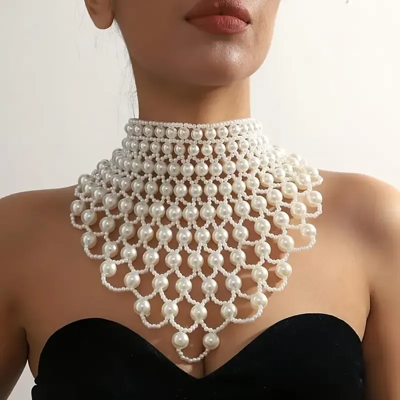 Faux Pearl Choker Necklace