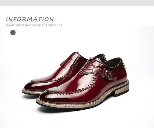 Men's Fashion Shoes with Wooden Soles and Glossy Leather Upper