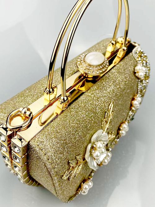 Party elegant handbag flower rhinestone diamond stone pearl hand bling purse ladies clutch evening bag for women luxury
