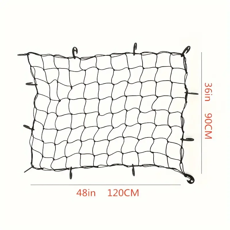1pc 5mm Thick Silicone Material, Black, Inner Core Silicone Fiber, Outer Wrapped with Nylon Fiber, 2 Times Tension, 12 Plastic Knife Hooks Accessories for Car Luggage Rack