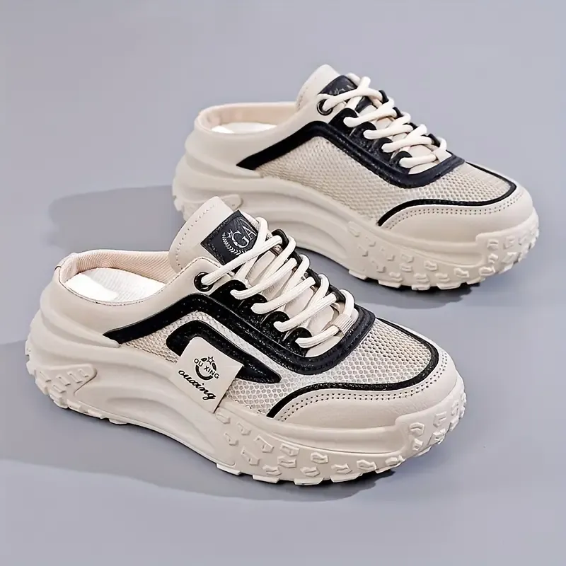 Women's Fashion Platform Slippers, Casual Mesh Sandals, Versatile Thick Sole Flats, Breathable Summer Outdoor Shoes