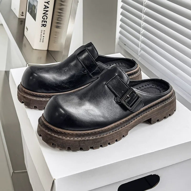 Boken half-heeled trendy shoes with thick soles on the outside
