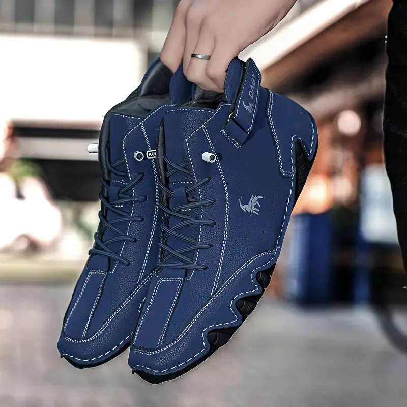 PLUS SIZE Men's Stitching Microfiber Leather Solid Sneakers