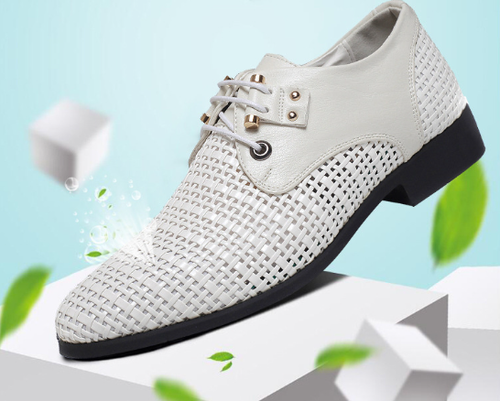 Men's leather shoes hollow summer busines